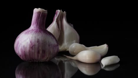 purple garlic bulb and cloves