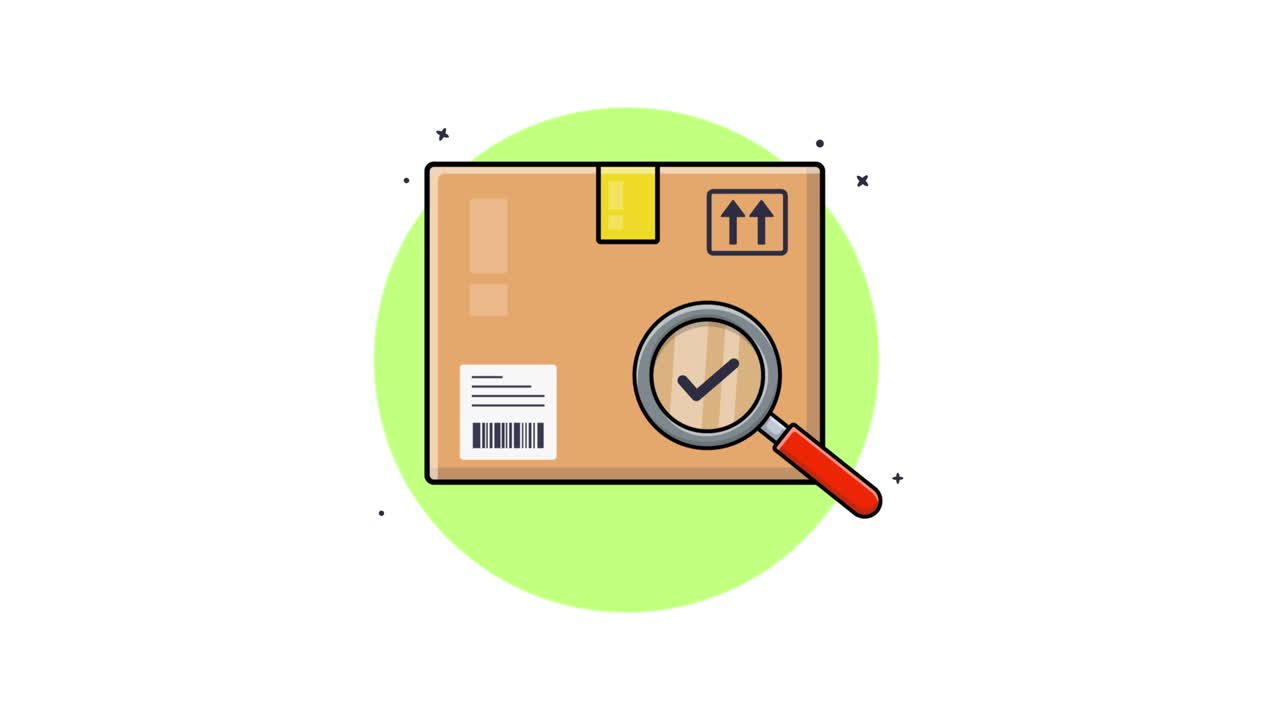 Animated Magnifying Glass Inspecting a Shipping Package