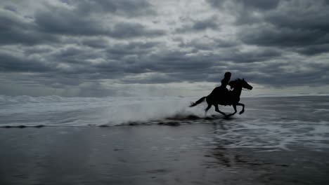 horse rider in a stormy ocean