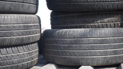 stacked used tires