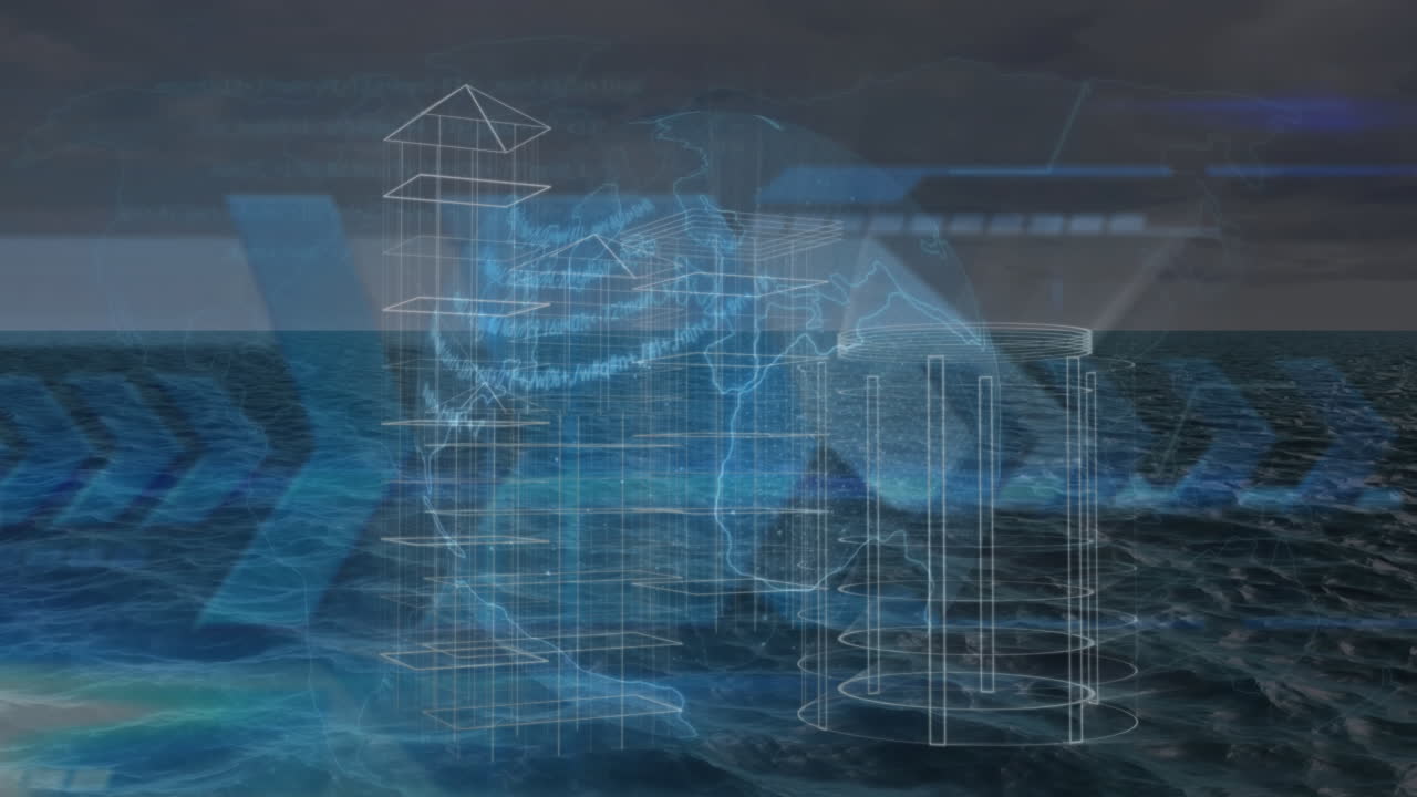 연결 및 데이터 처리와 함께 지구의 애니메이션