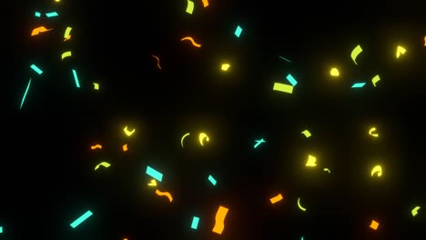 colorful confetti on black background.