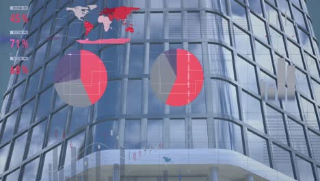 animation of data processing over cityscape