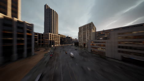 Hyperlapse-Luftaufnahme-über-Dem-Verkehr-Der-Großstadt