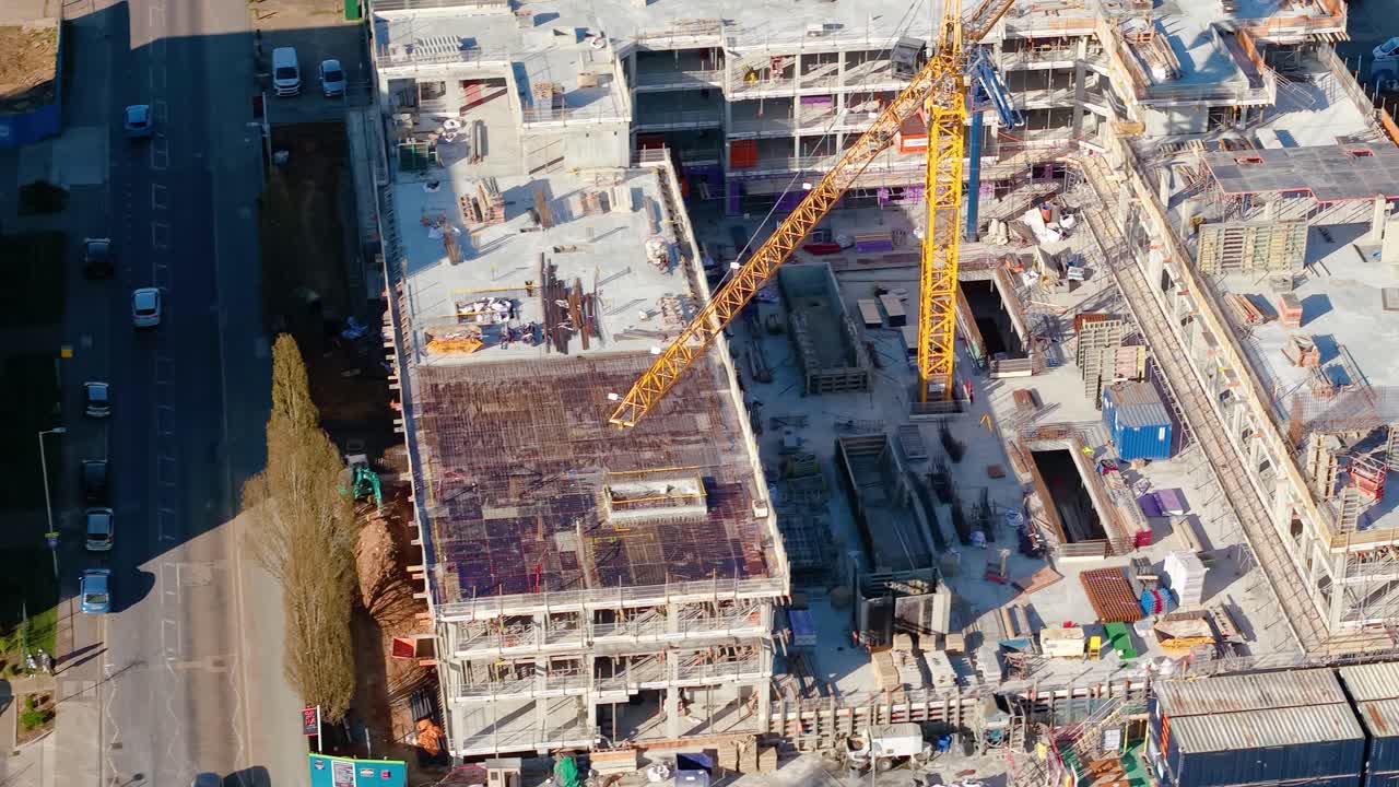 Aerial view establishing Wheat quarter construction site at Welwyn garden city development project