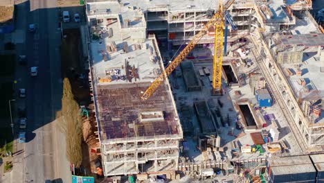 aerial view establishing wheat quarter construction site at welwyn garden city development project