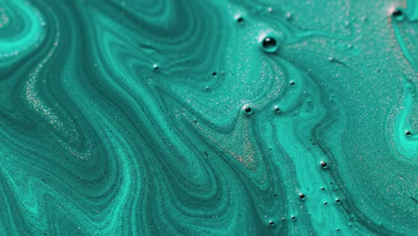 Teal Glitter Marbling Abstract Art