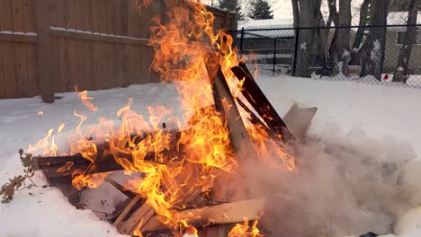 card board scraps from house hold renovations burning in residential back yard fire pit