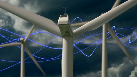 composite clip of wind mill with digital generated background animation