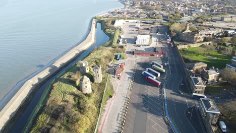 Center-Bastion-Battery-Sheerness,-Kent-High-POV-Drohnenaufnahmen