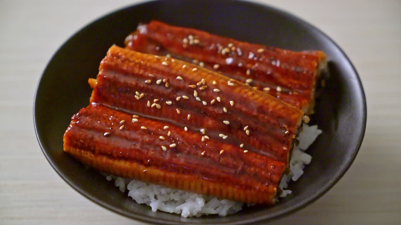 Japanese eel grilled with rice bowl or Unagi don - Japanese food style