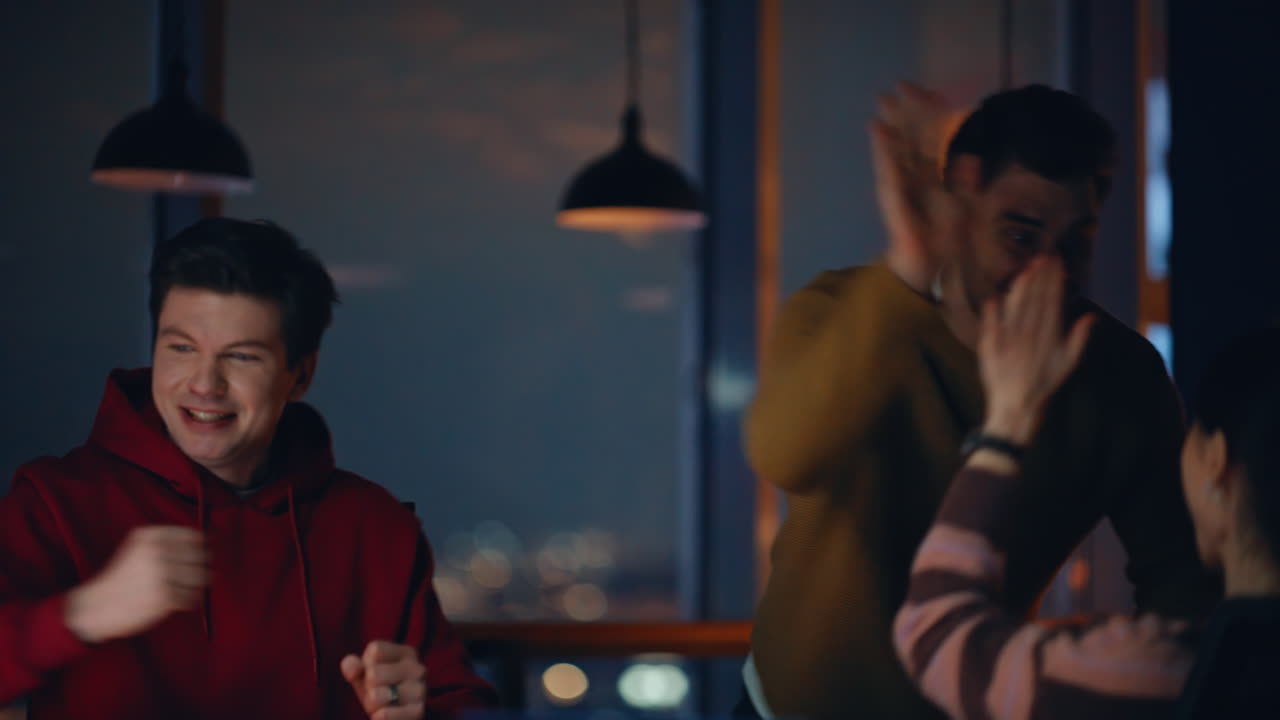 People celebrating success together