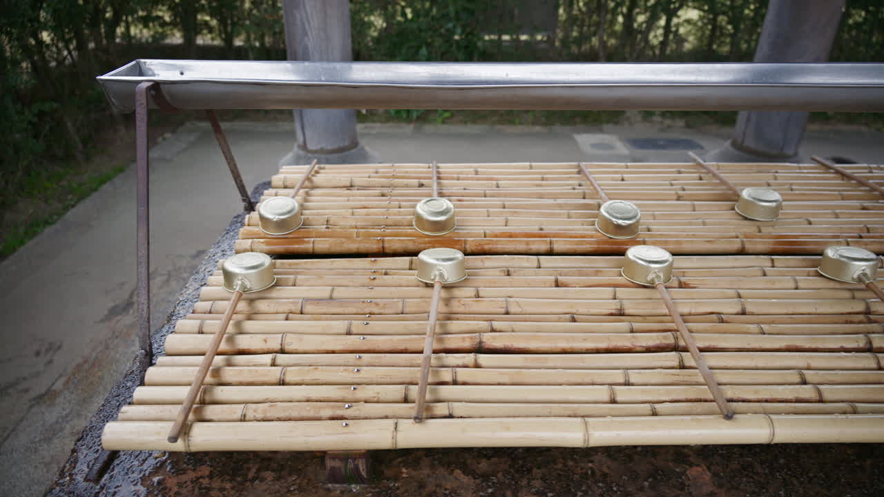The Chozuya for the purification ritual at the entrance of the Todai-ji Shrine in Nara, Japan
