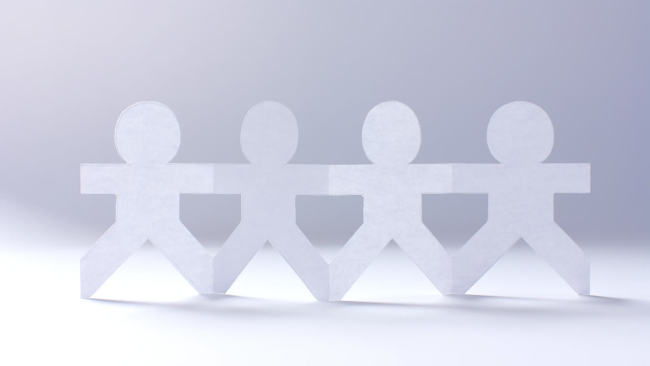 사본 공간과 함께  ⁇  배경에  ⁇  종이로 만든 손을 잡은 사람들의 클로즈업