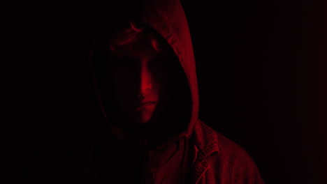 mysterious teen in blue light