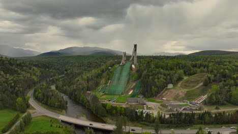aerial view of lake placid olympic ski jumping complex