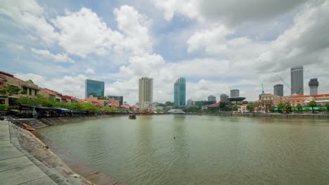 sunny day singapore city riverside panorama 4k time lapse