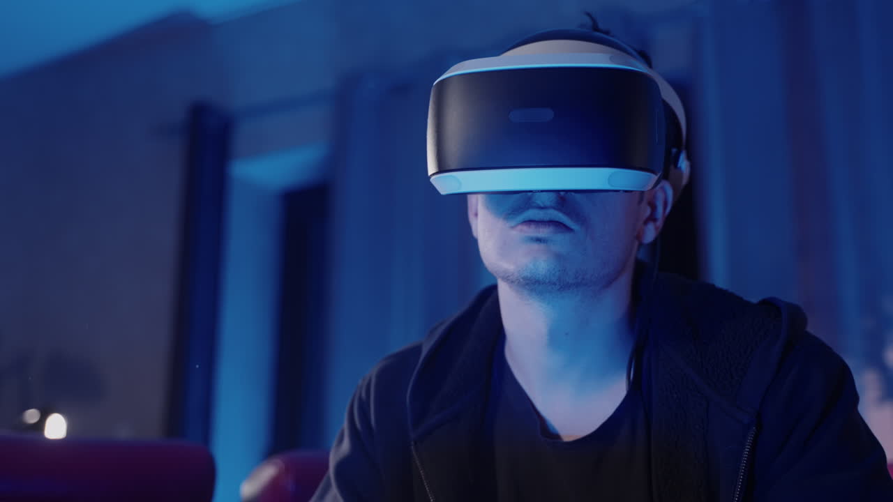 Person using VR headset at home