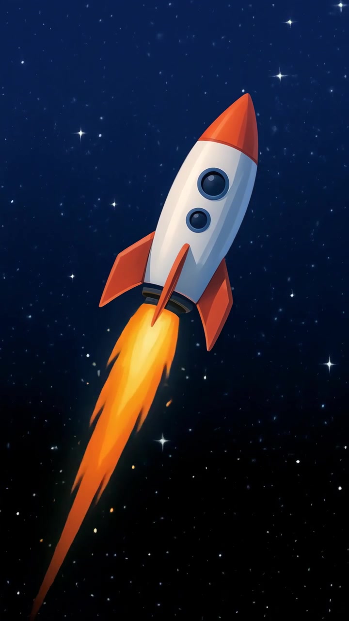 Foguete Espacial Animado Voando Pelo Espaço Sideral