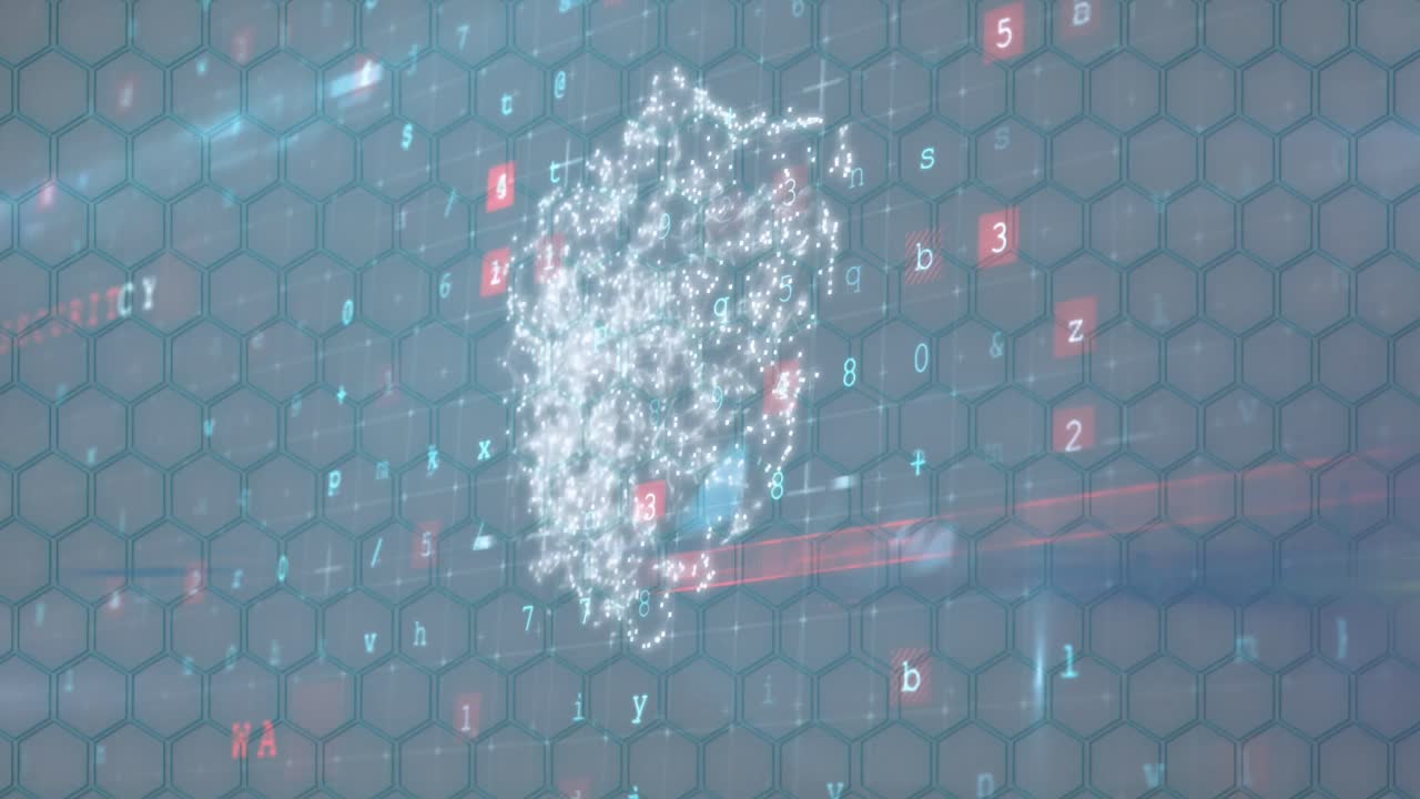 Animation of online security padlock over numbers changing and cyber attack warning 