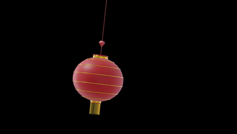 animación de lámpara roja china colgada con espacio de copia en fondo negro