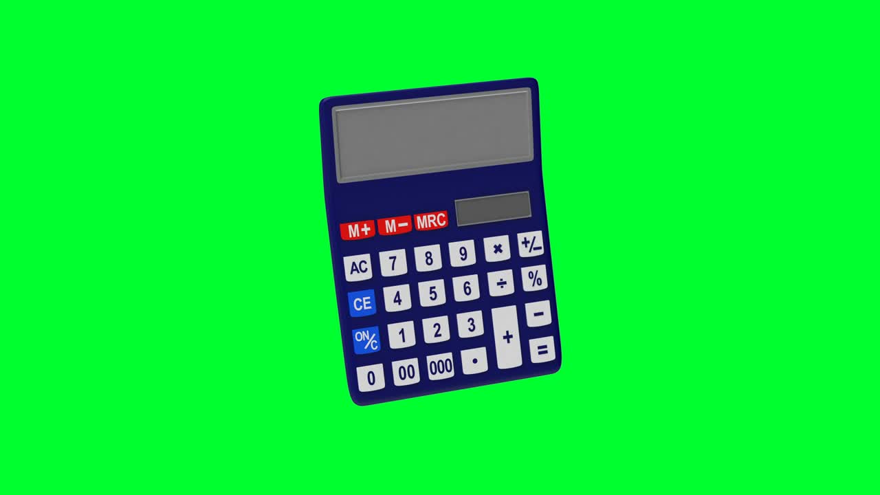 animación 3d de la calculadora gira y los números 2021 en una pantalla verde. 4k