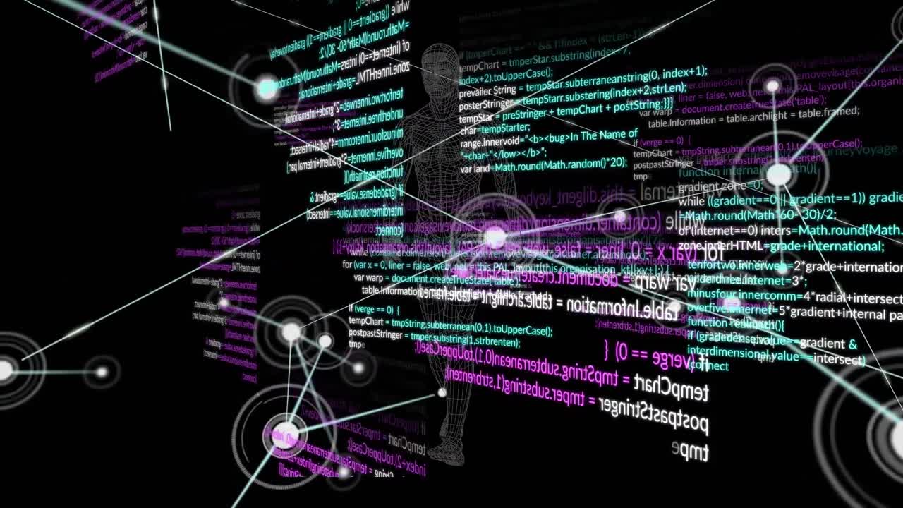 animatie van gegevensverwerking op zwarte achtergrond