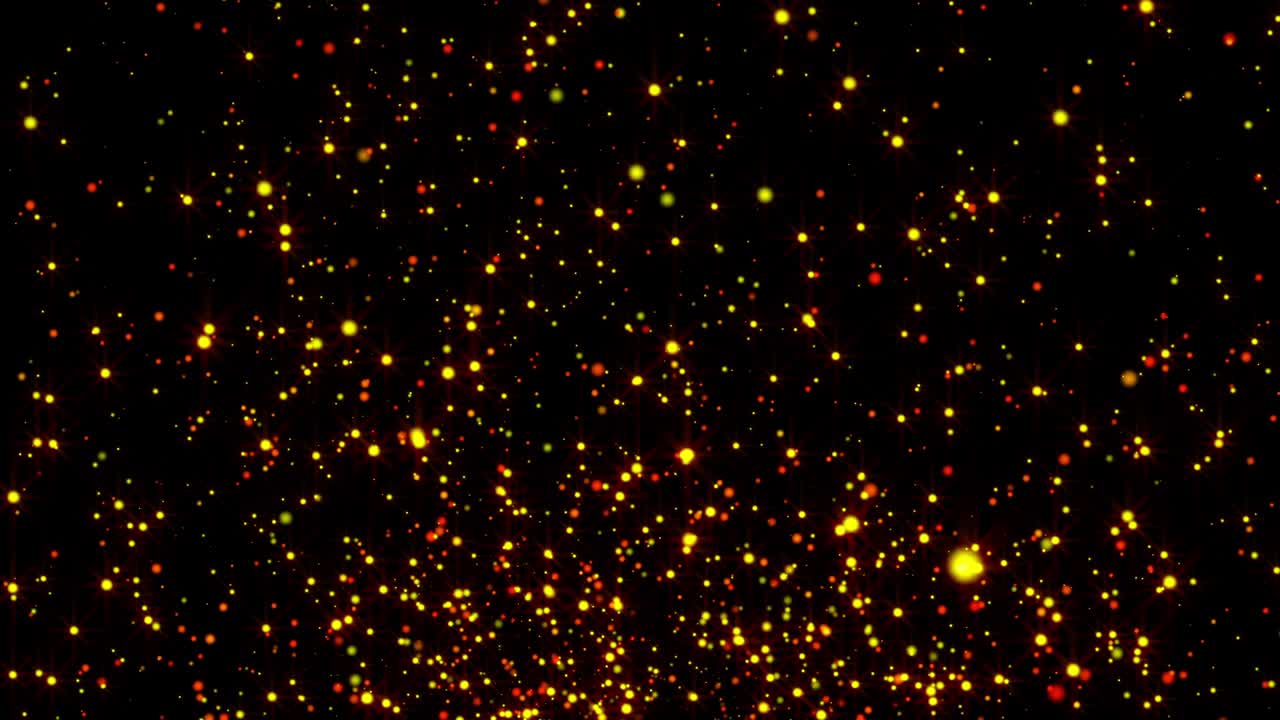 lluvia de oro abstracta con partículas brillantes con llamaradas están en el espacio, fondo brillante moderno, renderización 3d