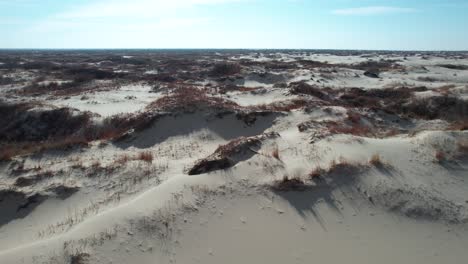 drone shot of desert landscape, wasteland of monahans sandhills state park, texas usa