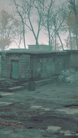 abandoned building in foggy weather