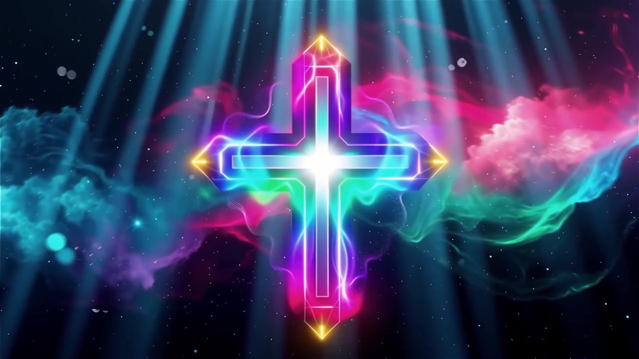 Christian Cross Heavenly Light Worship Background