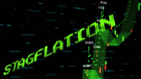 Animation-Von-Stagflation-Text-In-Grün-über-Diagrammverarbeitungsdaten