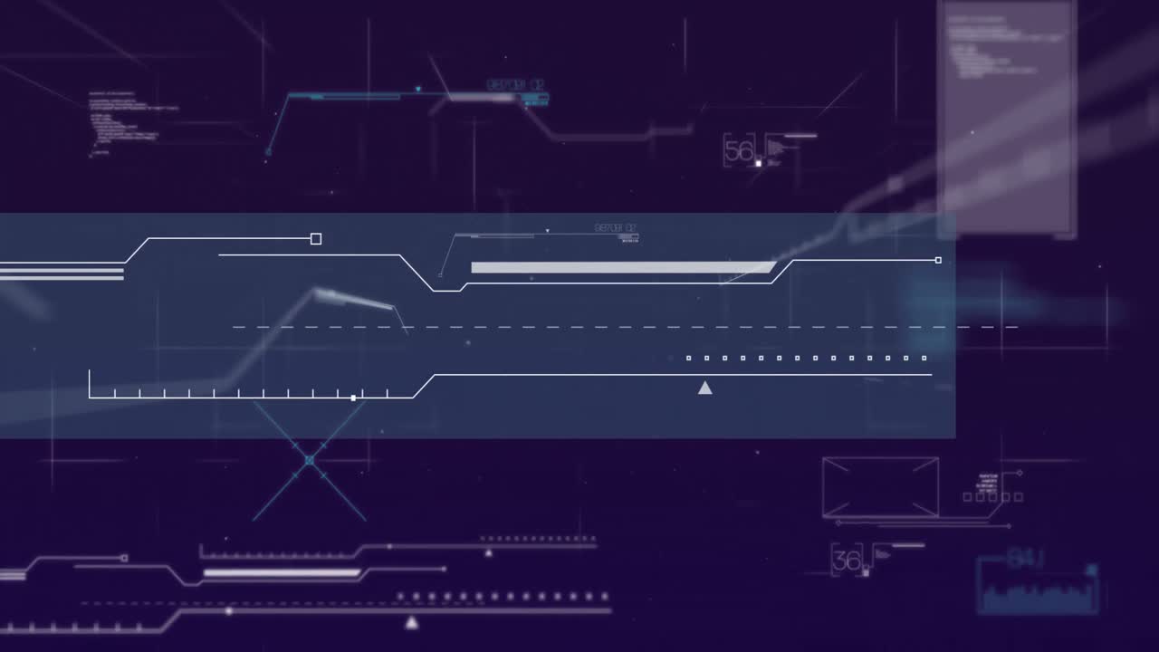 Animation of interface with data processing against blue background