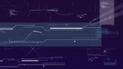 animación de la interfaz con el procesamiento de datos contra un fondo azul