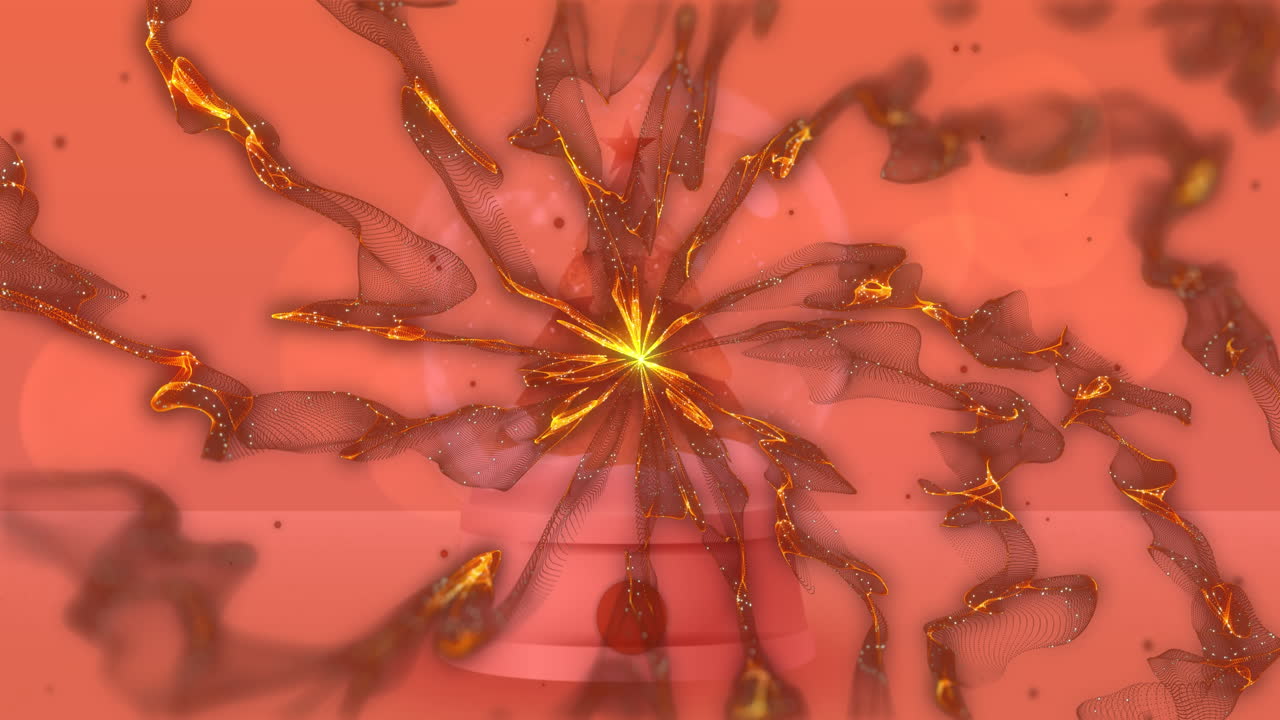 오렌지색 배경 에 눈  ⁇ 어리 를 둘러싸고 있는  ⁇ 는 별 위 에서 회전 하는 디지털 파도