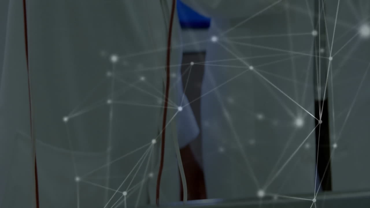 Network of connections and data processing animation over person using smartphone