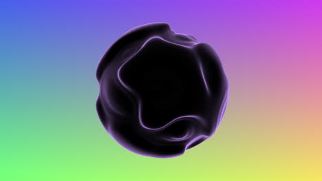 elegante esfera de modelo 3d negra y púrpura sobre un fondo vibrante