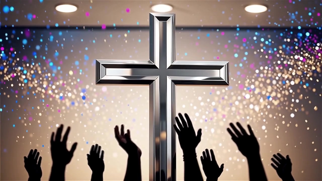 Cruz Cristiana con Luz Celestial, Fondo para Adoración.