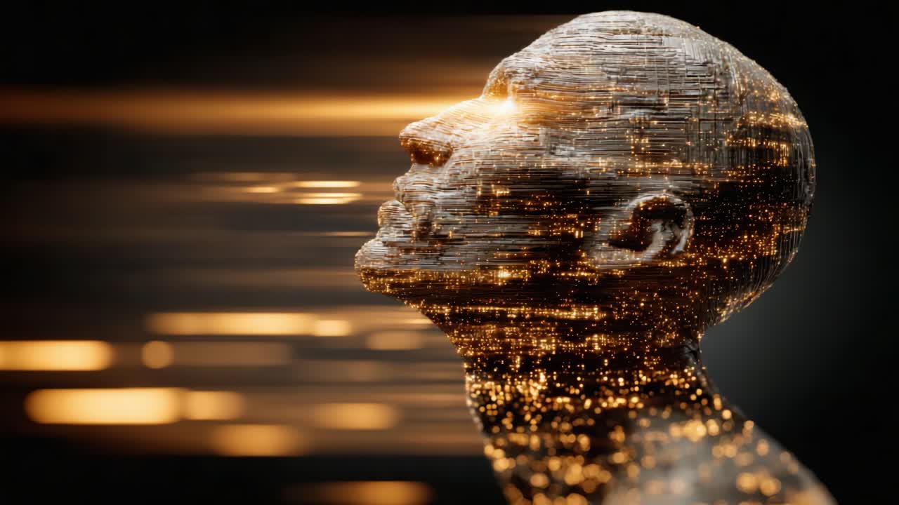 A Glimmering Ethereal Figure in Motion, Capturing the Essence of Light and Technology as It Transcends Boundaries Between Humanity and Digital Creation