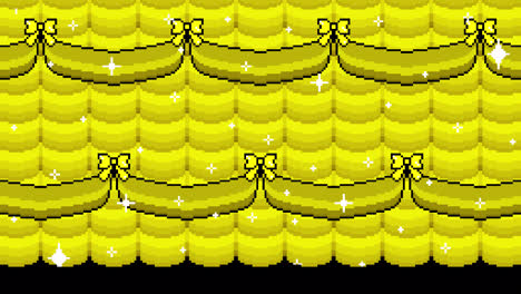 pixel art yellow curtains and black background