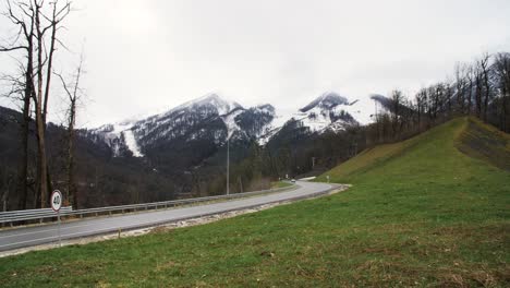 mountain road in spring
