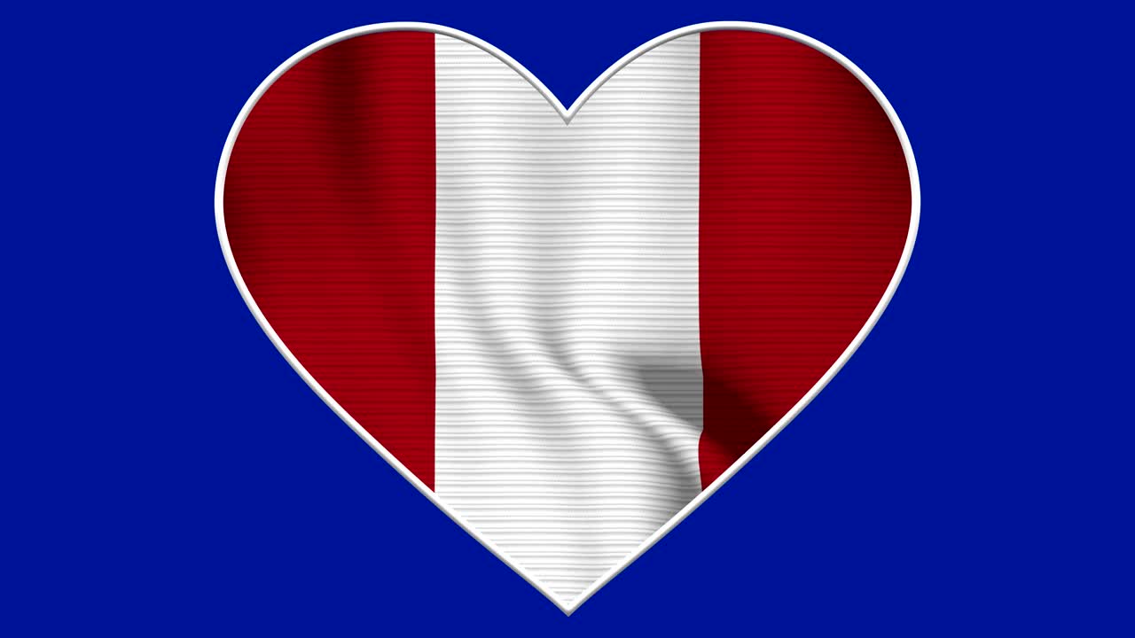 Peru Heart Love Flag Loop - Realistic 4K flag waving in the wind