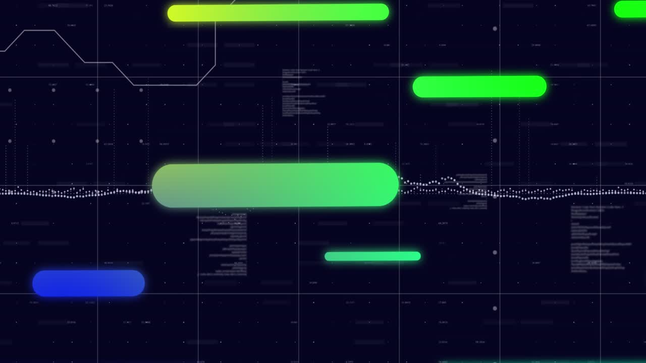 Animation of moving bars over graphs, computer language and grid pattern