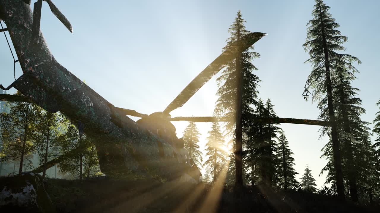 viejo helicóptero militar oxidado