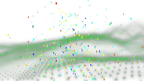 animation of confetti and spots on white background