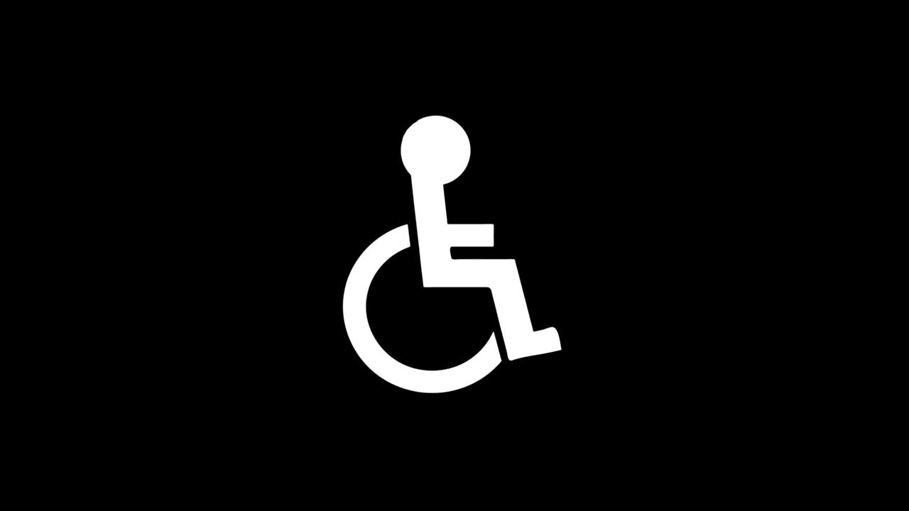 Disabled Handicap icon Vintage Twitched Bad Signal Animation.