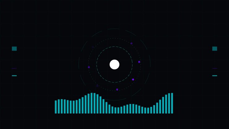 Digital Audio Visualizer with Pulsing Circular Interface