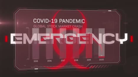 animation of emergency text over statistics on black background