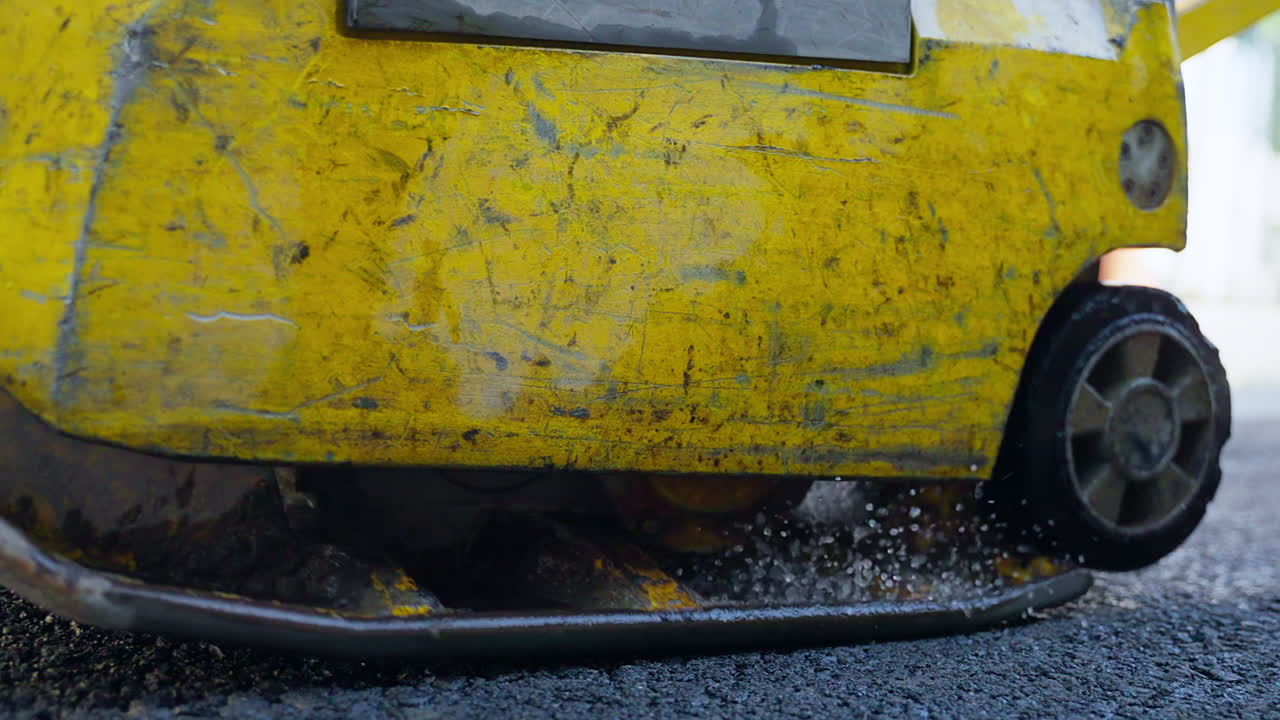 construcción de carreteras con compactador