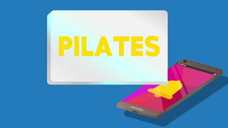 pilates. text on notification bubble from portable information device screen.